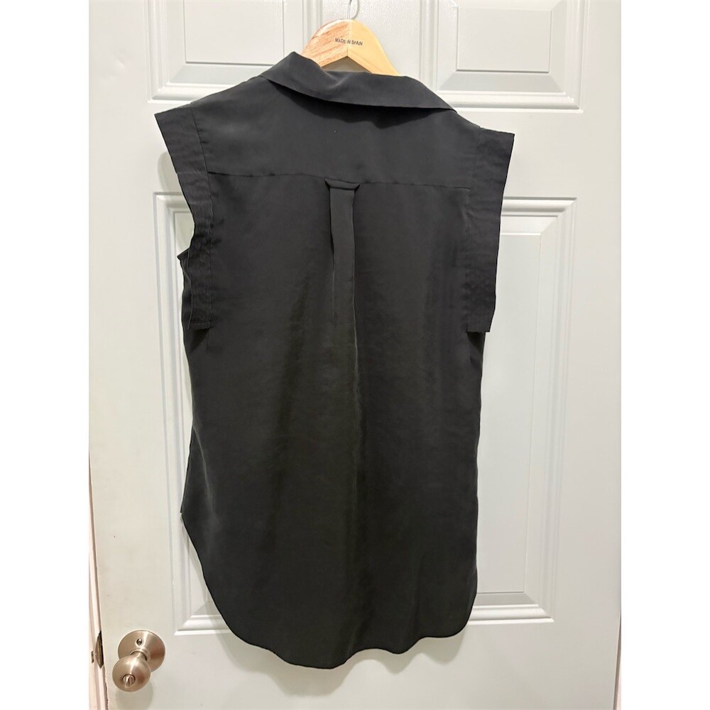 BCBGMAXAZRIA Blouse Womens Size S Black Sleeveless Button Front Hi-Low Top - Picture 6 of 9